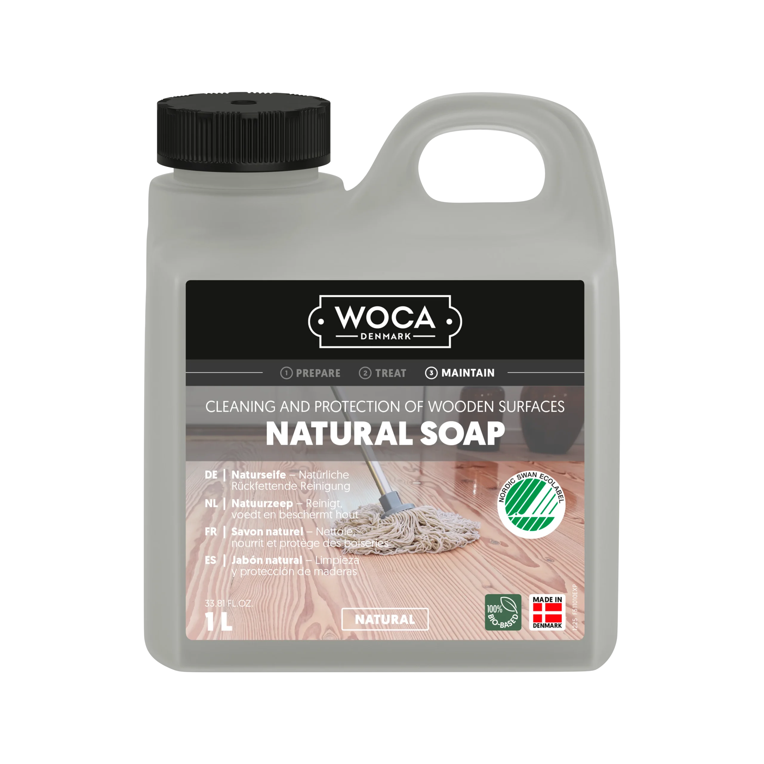 WOCA Holzbodenseife Natur 1L für geöltes Parkett und Holzböden